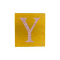 Cubo Amarelo Letra Rosa Bebê Festa Chá de Bebê Decoração 8x8x8 Cm Mdf Madeira
