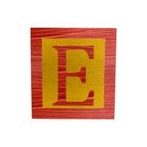 Cubo Amarelo Letra Vermelho com Aplique Festa Chá de Bebê Decoração 8x8x8 Cm Mdf Madeira
