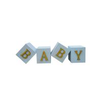 Cubo Azul Bebê Letra Amarelo Festa Chá de Bebê Decoração 8x8x8 Cm Mdf Madeira