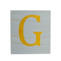Cubo Azul Bebê Letra Amarelo Festa Chá de Bebê Decoração 8x8x8 Cm Mdf Madeira