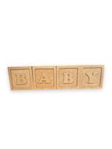 Cubo Baby Quarteto Chá Revelação Festa Decorativo Enfeite Em Mdf Crú