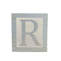 Cubo Branco Letra Azul Bebê com Aplique Festa Chá de Bebê Decoração 8x8x8 Cm Mdf Madeira