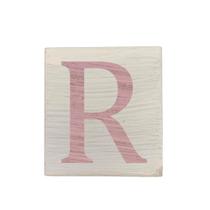 Cubo Branco Letra Rosa Bebê Festa Chá de Bebê Decoração 8x8x8 Cm Mdf Madeira