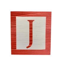 Cubo Branco Letra Vermelha com Aplique Festa Chá de Bebê Decoração 8x8x8 Cm Mdf Madeira