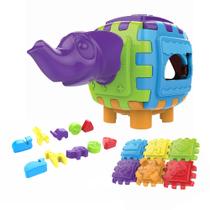 Cubo De Atividades Didático Com Peças De Encaixe Elefante