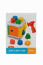 Cubo de Encaixe Sort & Beat Cube 2 em 1 com Encaixe e Martelinho 12 Meses+