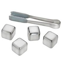 Cubo de Gelo de Inox - 4 Peças com 1 Pinça Com Box
