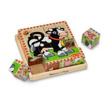 Cubo de Madeira Puzzle Melissa & Doug - Fazenda com Bandeja de Armazenamento