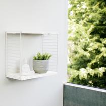 Cubo Decorativo Madeira e Aço de Parede Branco/Branco