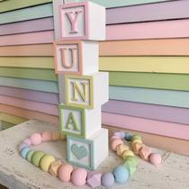 Cubo Decorativo Personalizado em MDF - Kit com 5 Unidades em Cores Pastéis