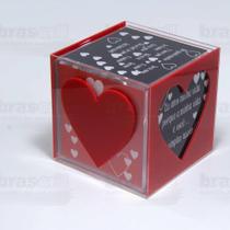 Cubo Dia dos Namorados - 11 x 11 x 11 cm - Cristal - Brascril