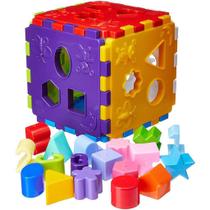 Cubo Didático Brinquedo Infantil Educativo Encaixe 18 Peças