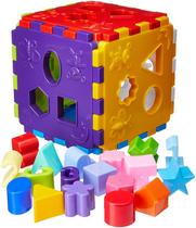 Cubo didático colorido mercotoys peças de encaixar números desenhos Cubo didático colorido mercotoys peças de encaixar números desenhos