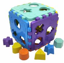 Cubo Didático Educativo Brinquedo Bloco de Montar Peças Encaixe Menino e Menina Kendy