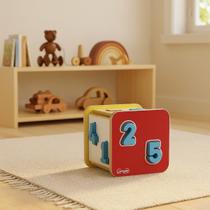 Cubo Didático Encaixe de Números Infantil Educativo Madeira