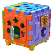 Cubo Didático Grande C/ Atividades Peças De Encaixe Infantil