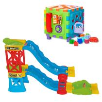 Cubo Didático Grande Educativo Brinquedo Legal + Super Pista Com 2 Carrinhos Ramp Racer 28 Peças - Mara Cubo Didático Grande Educativo Brinquedo Legal + Super Pista Com 2 Carrinhos Ramp Racer 28 Peças - Mara