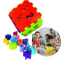 Cubo Educativo Formas Geométricas Letras Números Brinquedo - MercoToys