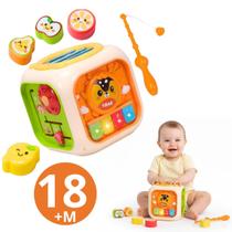Cubo Educativo Infantil 6 em 1 com Luzes, Sons e Peças Interativas Brinquedo Sensorial para Bebês 18 Meses