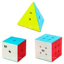 Cubo Mágico 2x2x2 + 3x3x3 + Pyraminx Qiyi Stickerless (3 cubos)