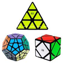 Cubo Mágico Pyraminx + Megaminx + Skewb Qiyi Preto (3 cubos)