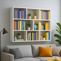 Cubo organizador moderno 90x90cm branco estante prateleira para livros, decoração, porta objetos e ambientes