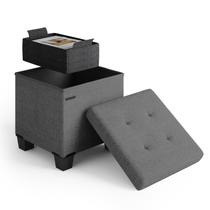 Cubo otomano de armazenamento STORAGEBUD com compartimento pequeno cinza Cubo otomano de armazenamento STORAGEBUD com compartimento pequeno cinza