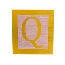 Cubo Rosa Letra Amarela com Aplique Festa Chá de Bebê Decoração 8x8x8 Cm Mdf Madeira
