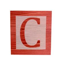 Cubo Rosa Letra Vermelha com Aplique Festa Chá de Bebê Decoração 8x8x8 Cm Mdf Madeira