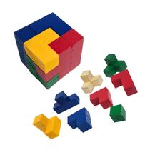 Cubo Tangram Desafio Raciocínio Lógico Brinquedo Educativo Madeira - Artyara - 5 anos