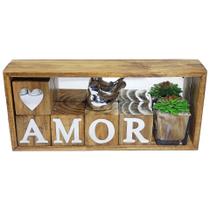 Cubos Amor Nicho Madeira Letra Espelho Passarinhos Decoração