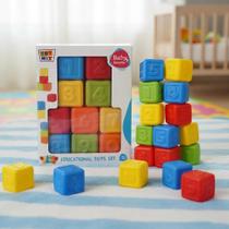 Cubos Coloridos Empilháveis Educativo Bloco Números Animais Cubos Para Empilhar Macio