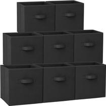 Cubos de armazenamento Criusia, tecido resistente de 11 cm, pacote com 8 unidades, preto