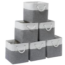 Cubos de armazenamento ISEMINGLA 28x28cm, pacote com 6 tecidos, branco e cinza