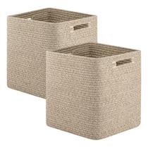Cubos de armazenamento OIAHOMY 28x28x28cm 100% algodão marrom, pacote com 2 unidades