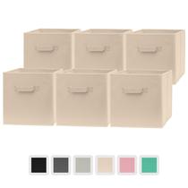 Cubos de armazenamento Pomatree 30x30x30cm, pacote com 6 tecidos bege Cubos de armazenamento Pomatree 30x30x30cm, pacote com 6 tecidos bege