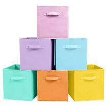 Cubos de armazenamento PowerKing dobráveis com alças, pacote com 6, 6 cores