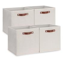 Cubos de armazenamento: tecido Temary de 13 x 13 x 13 cm com alças de couro, pacote com 4