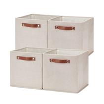 Cubos de armazenamento Temary 11x11x11 cm Tecido com alças de couro Cubos de armazenamento Temary 11x11x11 cm Tecido com alças de couro