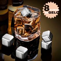 Cubos De Gelo Aço Inox Metal Com Pegador Whisky Drinks 8 Unidades