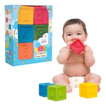 Cubos Divertidos Coloridos Macio com Letras Números Desenhos Brinquedos Educativos para Bebê Empilhar Toyster BDA