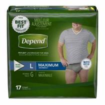 Cueca Absorvente Adulta Masculina Depend Fit-Flex - Descartável, 34 Unidades - Caixa Grande Cinza