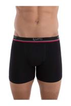 Cueca Adulto Boxer Algodão Cós Liso Double Logo Lupo Preta GG