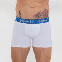 Cueca Box Sem Costura Lateral Branco E/ Azul Cueca Box Sem Costura Lateral Branco E/ Azul