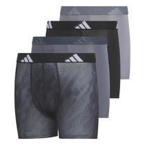 Cueca boxer Adidas Boys Microfiber, pacote com 4 unidades, cinza/preta