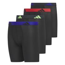 Cueca boxer Adidas Boys' Youth Microfiber, pacote com 4 unidades, comprida, preta L
