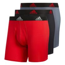 Cueca boxer Adidas, pacote com 3 unidades para homens, escarlate/preta/cinza