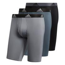 Cueca boxer Brief Adidas Microfiber Long, pacote com 3 polegadas