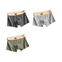 Cueca Boxer De Algodão Masculina De Tamanho Grande 3 Peças Roupa Íntima Respirável Confortável