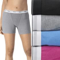 Cueca boxer feminina Hanes no meio da coxa, pacote com 4 unidades pequenas